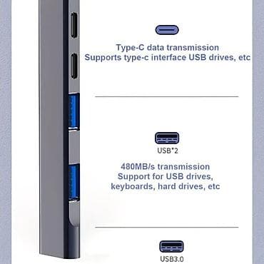 ультратонкие: USB-C хаб-адаптер 5-в-1 Компактный разветвитель для ноутбуков — 3