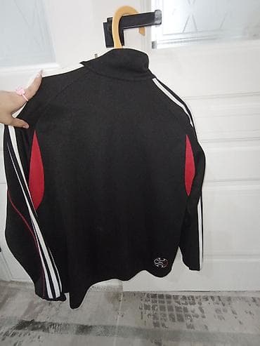 кофта адидас: Зипка/олимпийка Adidas. - Цвет: черный с красными вставками и белыми — 4