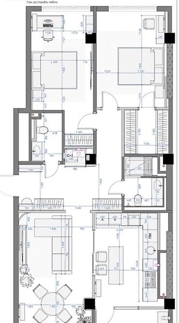 170000: 3 комнаты, 98 м², Асанбай мкр Элитка, 1 этаж, ПСО (под самоотделку) — 2