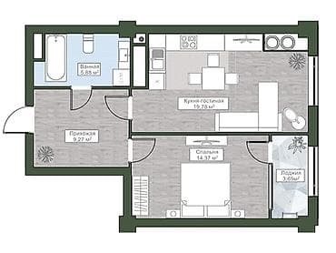2 комнаты, 79 м², Элитка, 9 этаж, Готовая ПСО (под самоотделку)