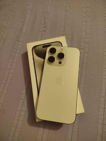 IPhone 15 Pro, Б/у, 128 ГБ, White Titanium, Коробка, 83 %
