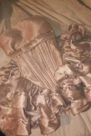 Пальто: Вечернее платье, Пышное, Короткая модель, Без рукавов, Корсет, Открытая спина, M — 3