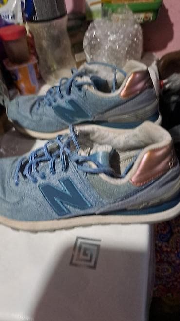 new balance: Кроссовки New Balance, синие/голубые - Логотип «N» по бокам - Верх из — 1
