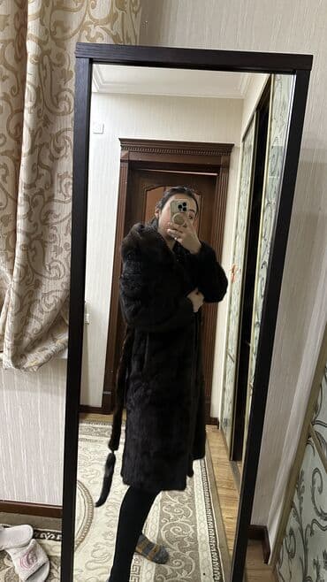 шуба кроликовая: Шуба, Норка, Длинная модель, С капюшоном, L — 2