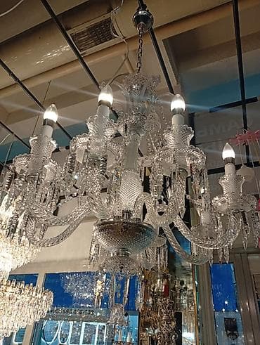 Люстры: Классическая подвесная хрустальная люстра - Материал: прозрачный — 1