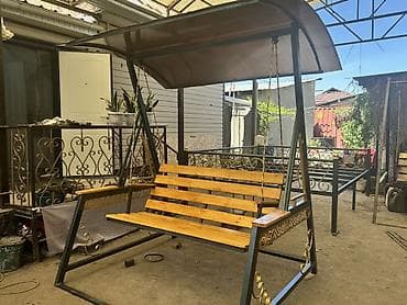 крыша дом: Садовые качели Металл, Со спинкой, С крышей — 1