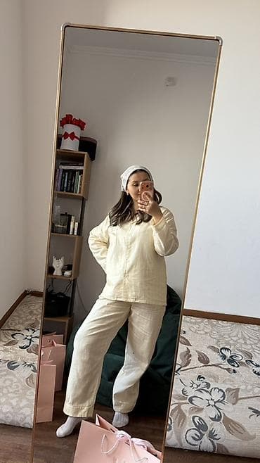 женские пижамы для сна: Пижама, Хлопок, Китай, На пуговицах, S, M, L — 4