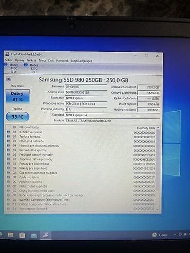 980: Samsung SSD 980 250GB NVMe M.2 ✅ Состояние 91% ✅ Наработка 1893 ч ✅ — 3