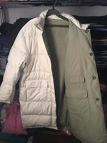 Пуховик удлиненный двухсторонний, пух натуральный, размер 50-54 at lalafo.kg Пуховик удлиненный двухсторонний, пух натуральный, размер 50-54