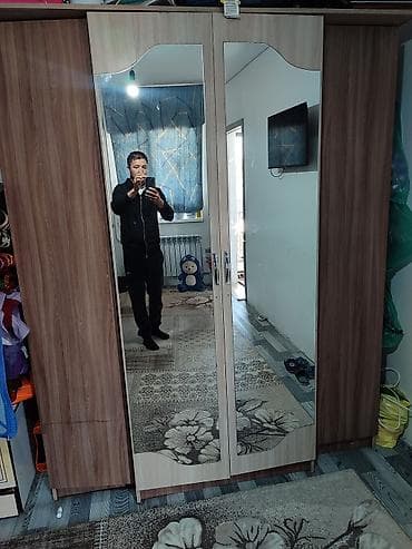 шкаф для одежды с зеркалом: Шифоньер, шкаф для одежды, Прямой, ЛДСП — 1