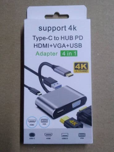переходник тайп си на hdmi: Type-C USB-C Адаптер VGA, совместимый с USB C на 4K HDMI, Тип C, хаб — 1