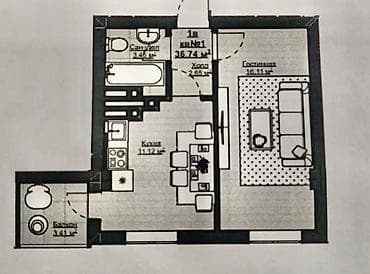 жк есентай: 1 комната, 36 м², Элитка, 8 этаж, Готовая ПСО (под самоотделку) — 5