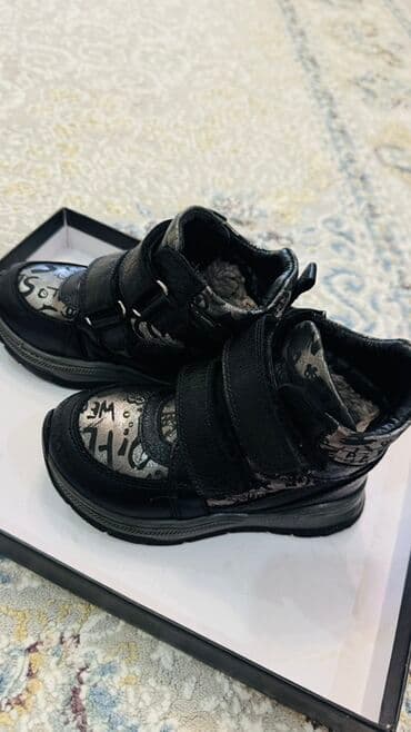 сапоги зимние женские натуральная кожа натуральный мех распродажа: Детские зимние ботинки - Цвет: черный с металлическими вставками и — 2