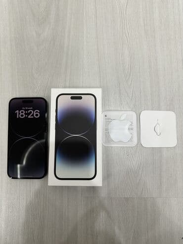 скупка мобильных телефонов на запчасти: IPhone 14 Pro, Б/у, 256 ГБ, Черный, Защитное стекло, Коробка, 93 % — 2