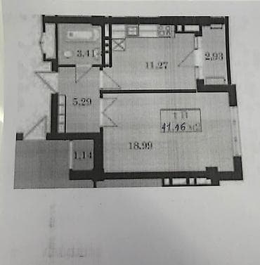 бишкек квартиры: 1 комната, 42 м², Элитка, 6 этаж, ПСО (под самоотделку) — 1