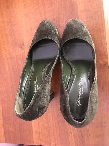 Туфли: Темно-зелёные,замша.Италия.В отличном состоянии — 2