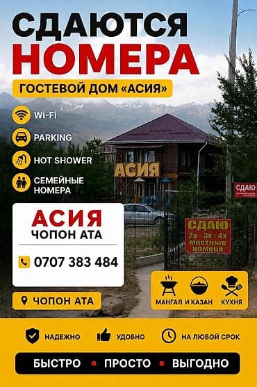 Недвижимость: Гостевой дом на Иссык-Куле, Чолпон-Ата, 2 места — 1
