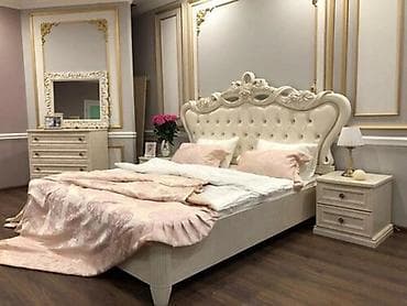 casa bella: Спальный гарнитур, Б/у, Двуспальная кровать, Шкаф, Комод, Италия, Дерево, Самовывоз, цвет - Бежевый — 2