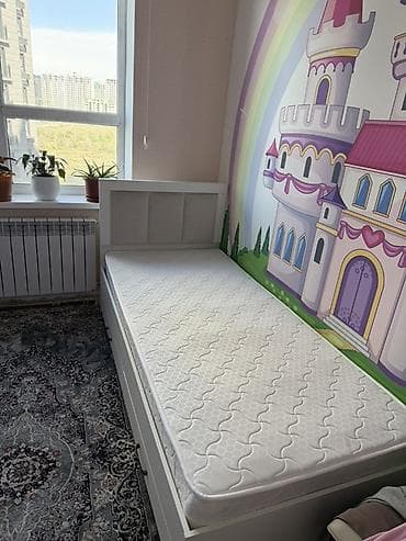 Односпальная кровать с мягким изголовьем и выдвижными ящиками - — 3