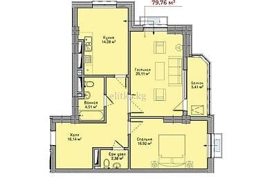 елизавета поларис: 2 комнаты, 80 м², Элитка — 3