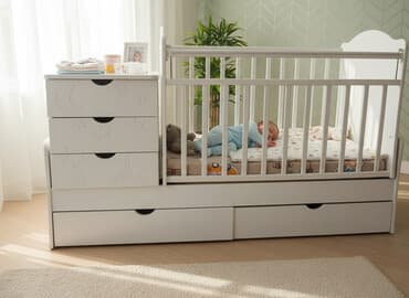 Детская кровать трансформер, Б/у, Кровать-шкаф, цвет - Белый