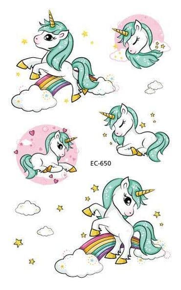 пуховой комбинезон для новорожденных: Временные переводные татуировки детские на тело Единороги, цена за — 3