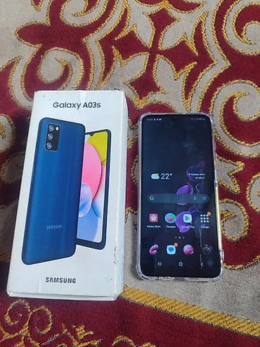 Samsung Galaxy A03s, Б/у, 64 ГБ, цвет - Синий, 2 SIM