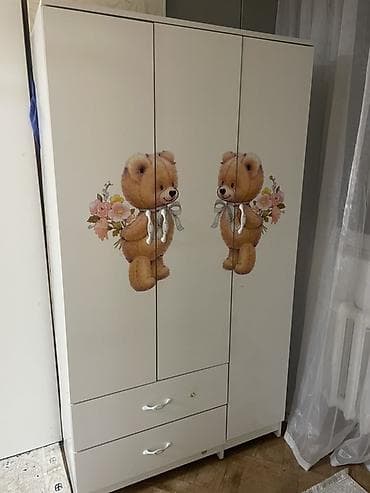 детская вешалка: Детский шкаф-купе распашной, 3-дверный, белый. - Дизайн: глянцевые — 1