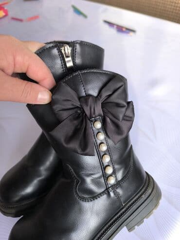 зимний обув: Детские зимние сапоги для девочки - Цвет: черный - Декор: крупный — 3