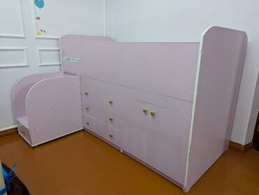 двуспальная кровать с ящиками: Срочно! Детская кровать-чердак лавандового цвета, оснащенная — 4