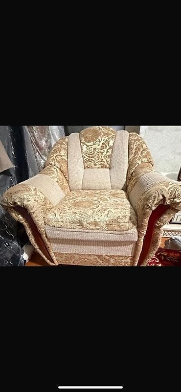 диван с креслой: Комплект мягкой мебели, цвет - Бежевый — 1