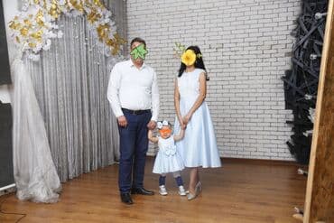 нарядные платья для мамы и дочки: M, цвет - Голубой — 1