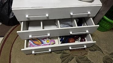 Үй жана бакча үчүн башка буюмдар: Кийим үчүн комод, Колдонулган, Күзгүсүз, ЛДСП, түсү - Ак, Өзү алып кетүү — 4