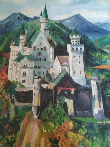художники 20 века: Картина замок Нойшванштайн Состояние 10/10 Размер 60x50 Материалы — 1