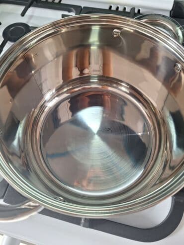 посуда кастрюли: Набор 3 шт. Нержавеющая сталь 18/10 Дно очень толстое. Крышка из — 6