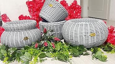 купить ротанг для плетения: Плетёные круглые кашпо/корзины для декора и растений - Материал — 7