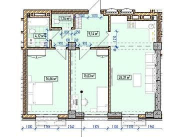 3: 3 комнаты, 72 м², Асанбай мкр Элитка, 5 этаж, ПСО (под самоотделку) — 1