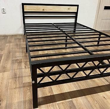 Мебель: Кровать стиле лофт на заказ Металлическая кровать с деревянной — 3