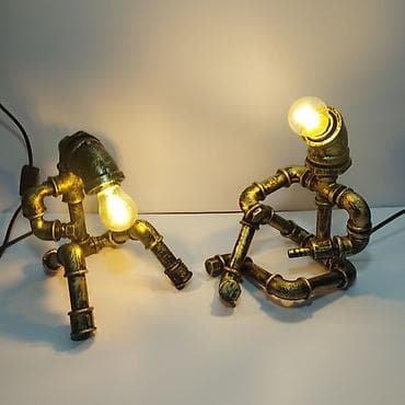 Строительные леса, стойки: Настольные лампы в стиле стимпанк/лофт из металлических сантехнических — 7