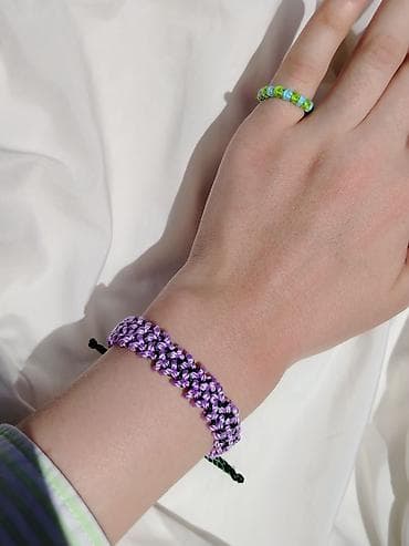 Набор летних украшений ручной работы из макраме: - Браслеты с — 6