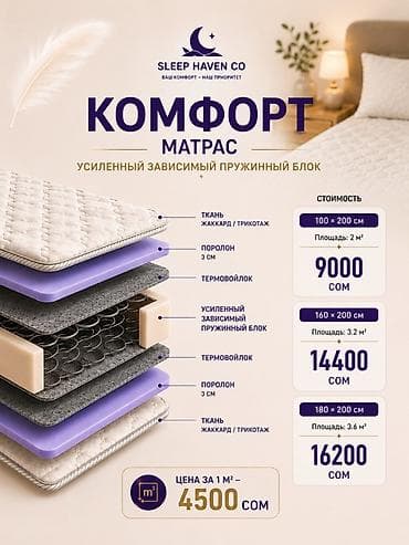кавер дордой: Матрас «Комфорт» от Sleep Haven Co Конструкция: - Усиленный зависимый — 1