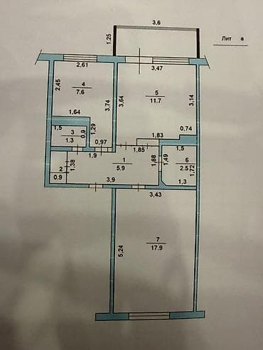 орок квартира: 2 бөлмө, 52 м², 105-серия, 3 кабат, Косметикалык оңдоо — 9