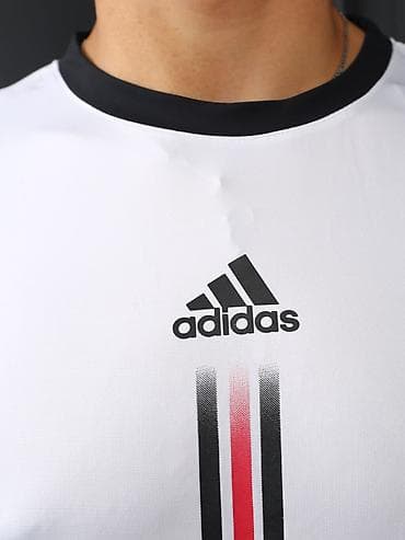 nike tech: Мужская спортивная футболка Adidas - Цвет: белый с черными и красной — 4