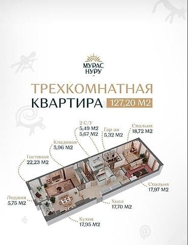 Продажа квартир: 3 комнаты, 127 м², Элитка, 10 этаж, ПСО (под самоотделку) — 5