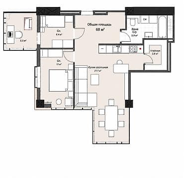 o2 development: 2 комнаты, 68 м², Элитка, 16 этаж, ПСО (под самоотделку) — 5