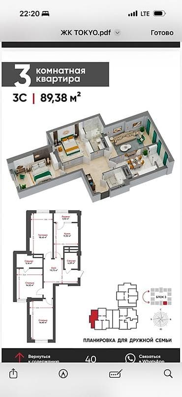 55: 3 комнаты, 89 м², Элитка, 15 этаж, Готовая ПСО (под самоотделку) — 3