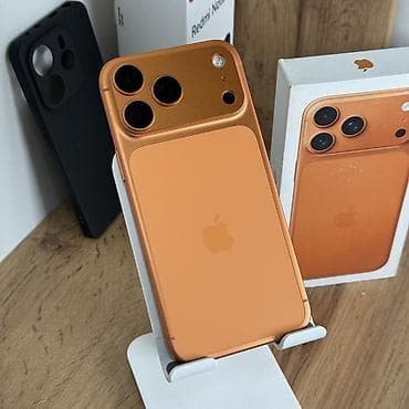айфон13про: IPhone 17 Pro Max, Б/у, 256 ГБ, Оранжевый, Защитное стекло, Чехол, Кабель, 100 % — 1