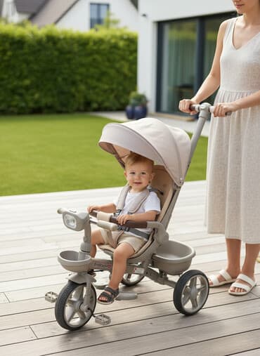 детский трёх колёсный велосипед: Детский велосипед, 3-колесный, 1 - 3 года, Б/у — 1