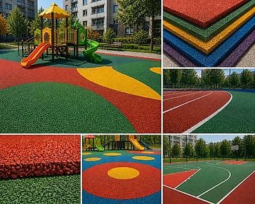 Резиновое покрытие для детских и спортивных площадок, беговых дорожек