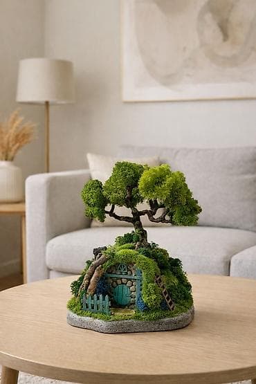Миниатюрные ДЕРЕВЬЯ Бонсай из стабилизированного мха — это стильная